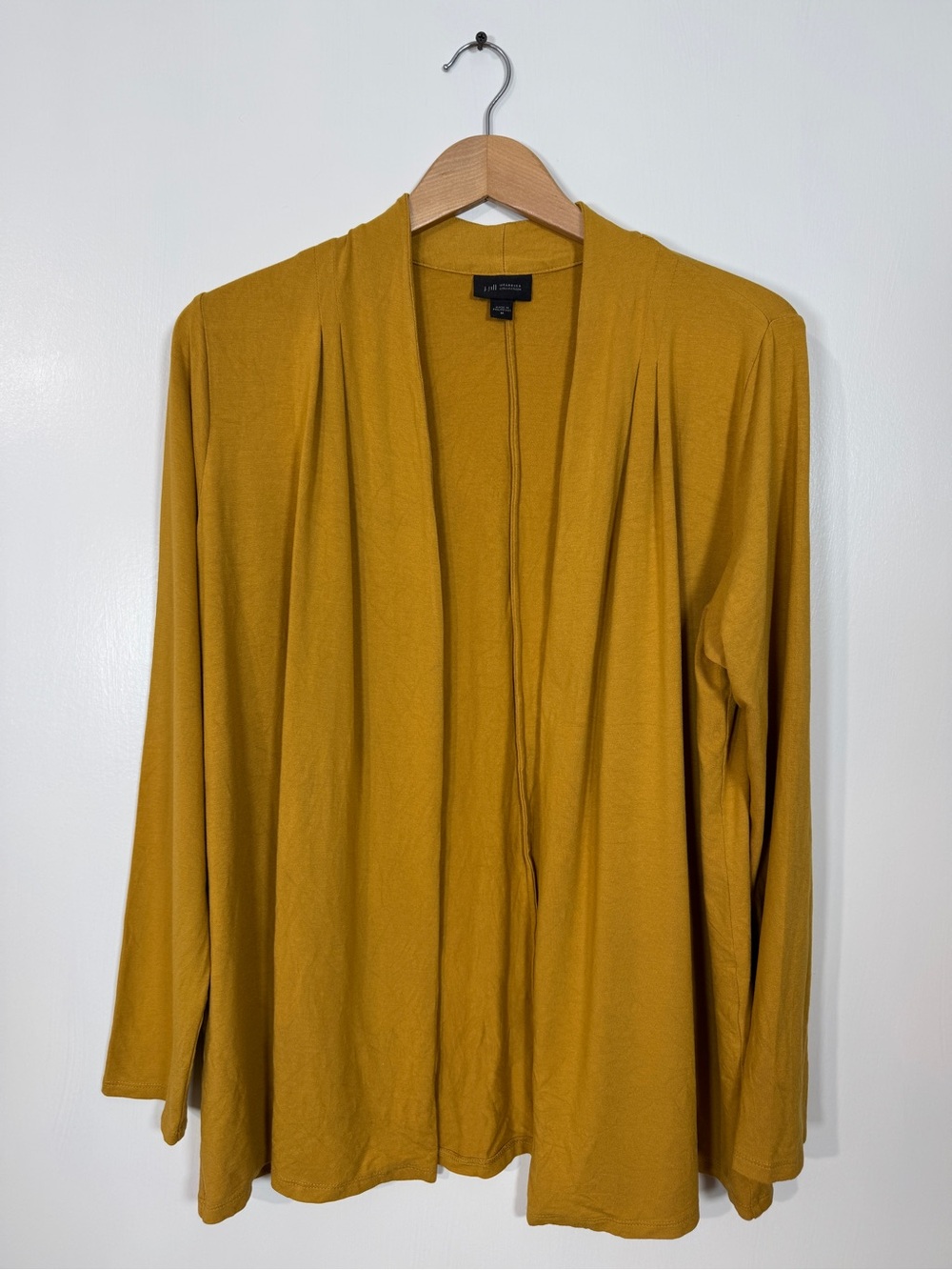 WSW27 {J. Jill} "Wearever Collection" Mustard Yellow Cotton Open Front Cardigan